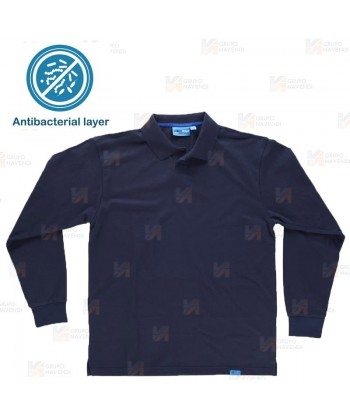 Polo antibacteriano de manga larga color  marino