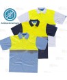 Polo bicolor antibacteriano de manga corta y cinta reflectante