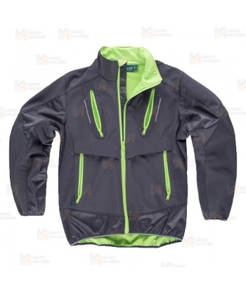 Cazadora deportiva con tejido Ripstop gris/amarillo fluor