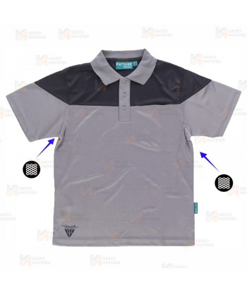 Polo bicolor en tejido transpirable color gris/negro
