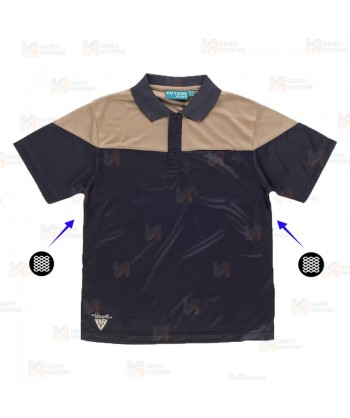 Polo bicolor en tejido transpirable color beige/negro