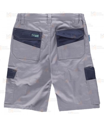 Bermuda laboral multibolsillos con tejido elástico color gris/negro