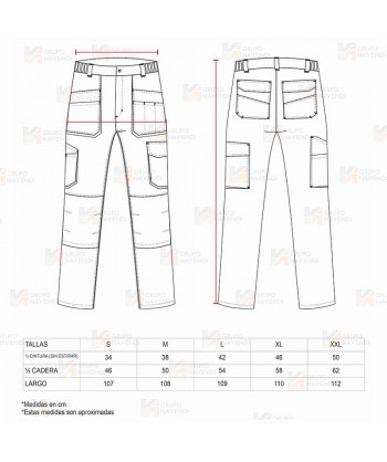 Pantalón laboral multibolsillos con tejido elástico