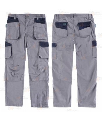 Pantalón laboral multibolsillos con tejido elástico color gris/negro
