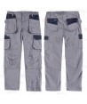 Pantalón laboral multibolsillos con tejido elástico color gris/negro