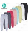 Pantalón sanitario con tejido elástico y elásticos en los bajos. Cintura con cordón y elásticos