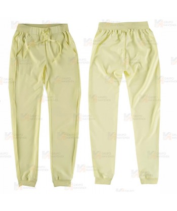 Pantalón sanitario con tejido elástico y elásticos en los bajos. Color amarillo claro