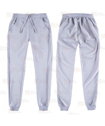 Pantalón sanitario con tejido elástico y elásticos en los bajos. Color gris claro