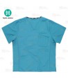 Casaca sanitaria de cuello pico en tejido elástico color turquesa (Unisex)