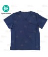 Casaca sanitaria de cuello pico en tejido elástico color marino (Unisex)