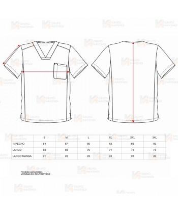 Casaca sanitaria de cuello pico en tejido elástico (Unisex)