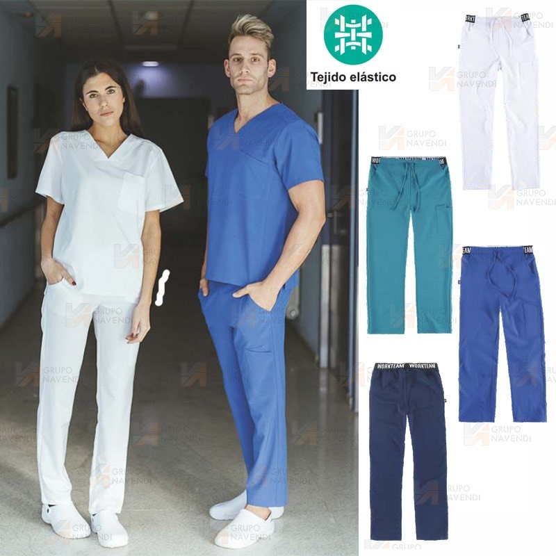 Pantalón sanitario con tejido elástico y cordones (Unisex)