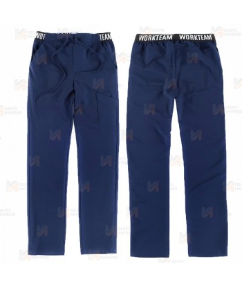 Pantalón sanitario con tejido elástico color marino con cordones (Unisex)