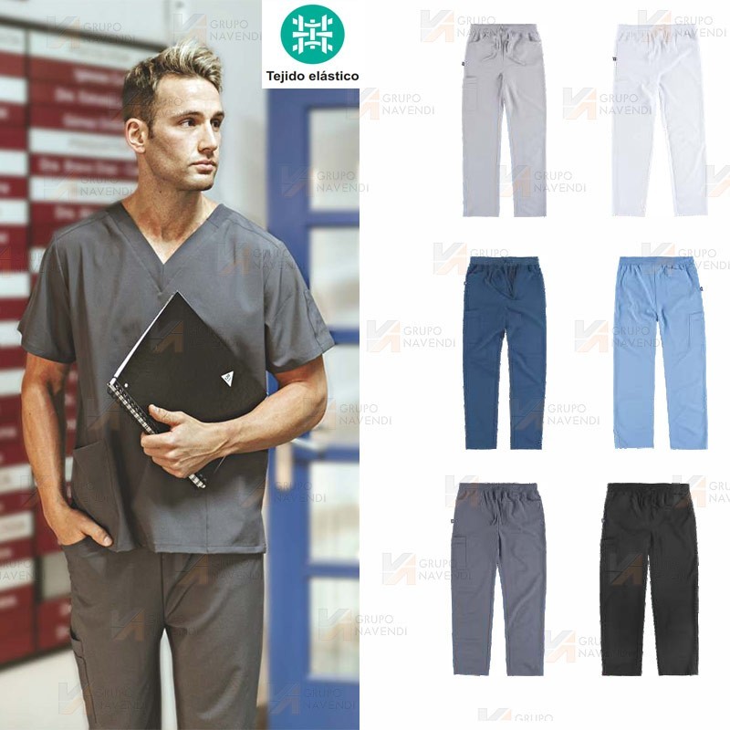 Pantalón sanitario con tejido elástico y cordones (Unisex)