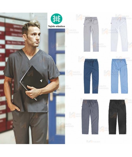Pantalón sanitario con tejido elástico y cordones (Unisex)
