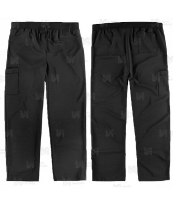 Pantalón sanitario con tejido elástico color negro con cordones (Unisex)