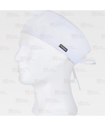 Gorro sanitario con ajuste de tiras color blanco