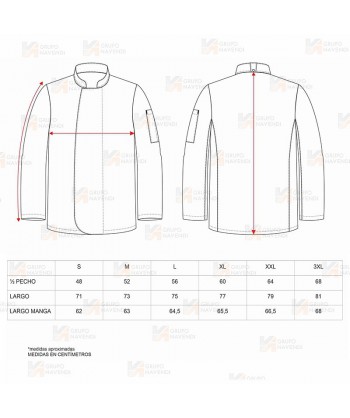 Chaqueta económica de cocina de manga larga con corchetes