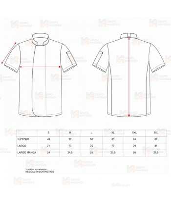 Chaqueta económica de cocina de manga corta con corchetes de color blanco