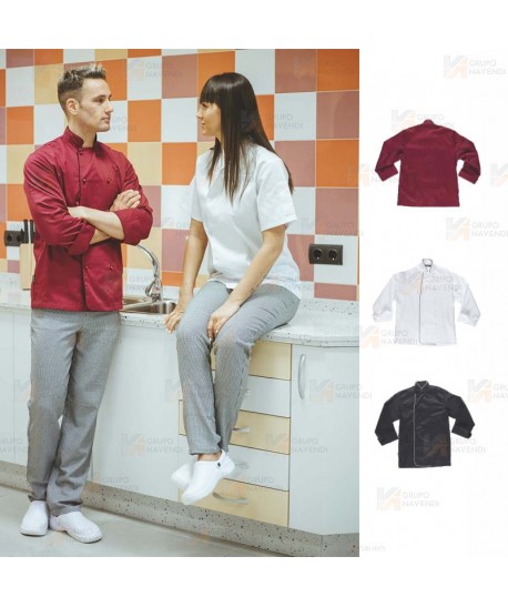 Chaqueta de cocina unisex de manga larga y puños
