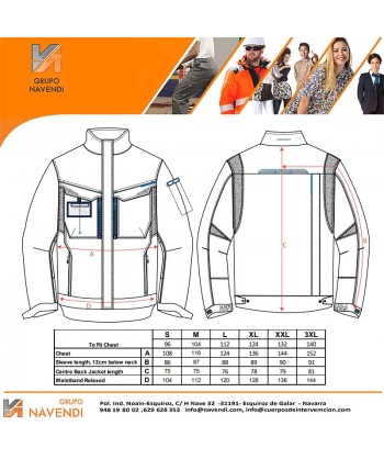Chaqueta bicolor, acolchada multielástica con refuerzos
