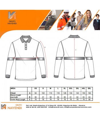 Polo ignífugo, antiestático y anti arco eléctrico modacrílico con cintas reflectantes
