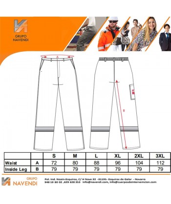Pantalón ignífugo y anti arco con cintas reflectantes color naranja (330 gr)