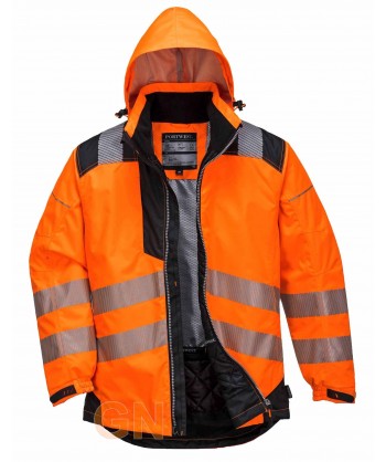 Parka corta bicolor de alta visibilidad con forro Insulatex