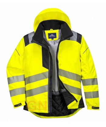 Parka corta bicolor de alta visibilidad con forro Insulatex