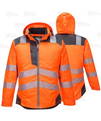 Parka corta bicolor de alta visibilidad con forro Insulatex