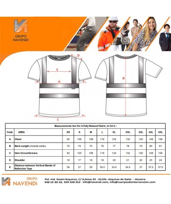 Camiseta manga corta, alta visibilidad color naranja