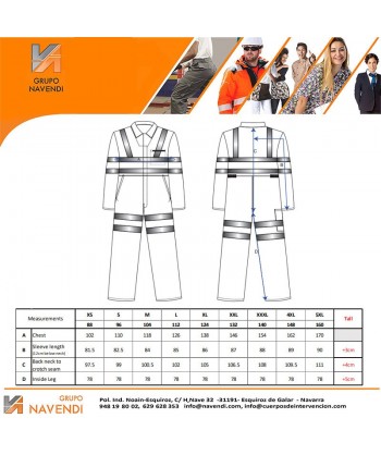 Buzo en naranja alta visibilidad clase 3 con cintas reflectantes