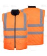 Chaleco reversible y acolchado de alta visibilidad color naranja flúor