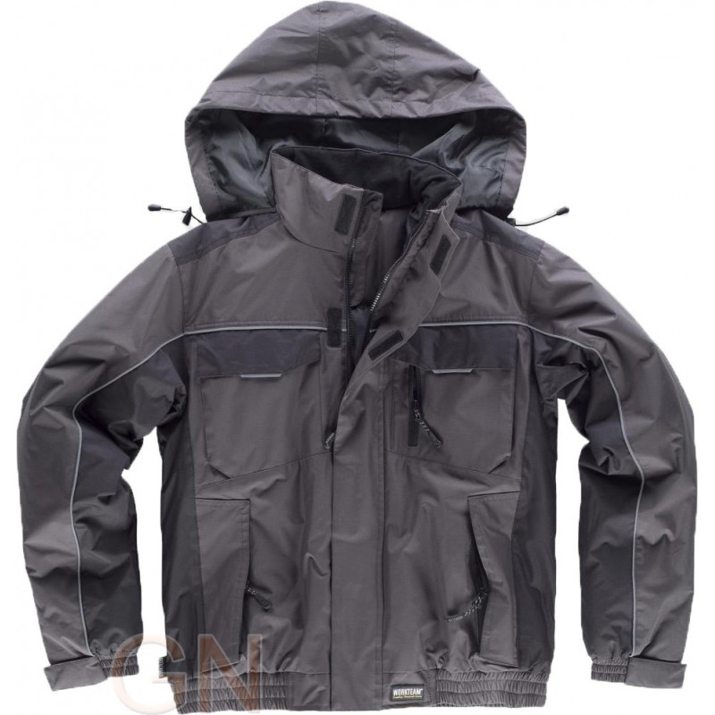 Parka deportiva. Tejido Ripstop color gris oscuro/negro