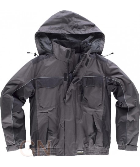 Parka deportiva. Tejido Ripstop color gris oscuro/negro