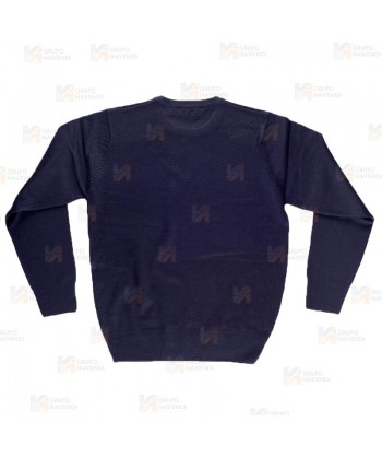 Jersey fino de cuello redondo color azul marino