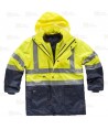 Parka alta visibilidad bicolor, desmontable amarillo flúor y marino