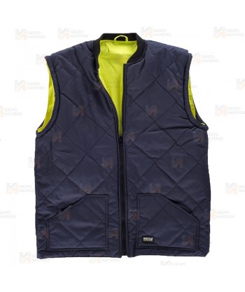 Parka alta visibilidad bicolor, desmontable amarillo flúor y marino