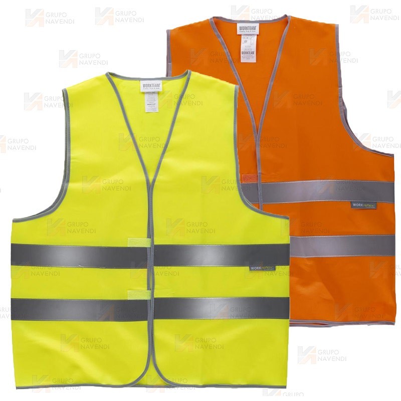 Chaleco económico de alta visibilidad clase 2 con cierre velcro color naranja flúor