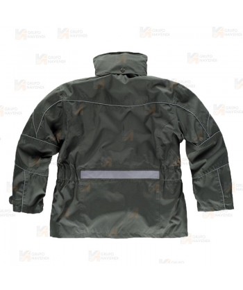 Parka con forro polar desmontable y capucha color verde botella