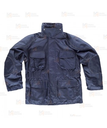 Parka con forro polar desmontable y capucha color azul marino