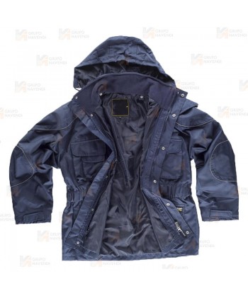 Parka con forro polar desmontable y capucha color azul marino