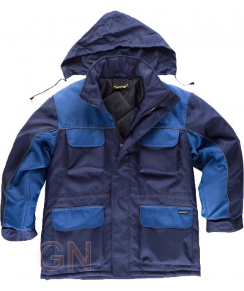 Parka acolchada bicolor con capucha marino/azafata