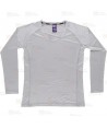 Camiseta técnica de manga larga y cuello redondo color gris claro para mujer