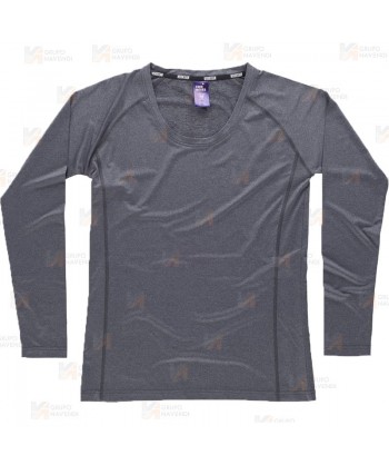 Camiseta técnica de manga larga y cuello redondo color negro para mujer