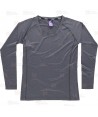 Camiseta técnica de manga larga y cuello redondo color negro para mujer