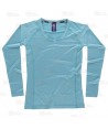 Camiseta técnica de manga larga y cuello redondo color turquesa para mujer