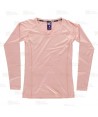 Camiseta técnica de manga larga y cuello redondo color melocotón para mujer