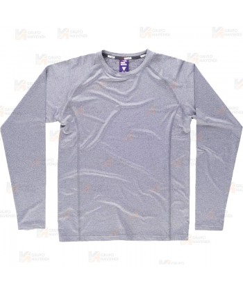 Camiseta técnica de manga larga y cuello redondo color gris claro para hombre