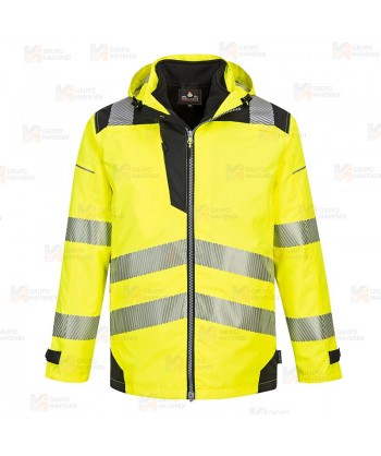 Parka de alta visibilidad, impermeable desmontable y transpirable
